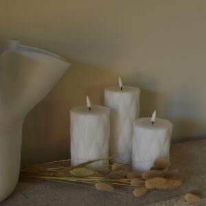 Set van 3 Deluxe HomeArt Harlequin LED kaarsen Wit