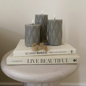 Set van 3 Deluxe HomeArt Harlequin LED kaarsen Sand