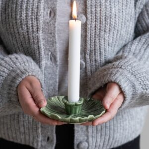 Keramieken kandelaar Botanik groen